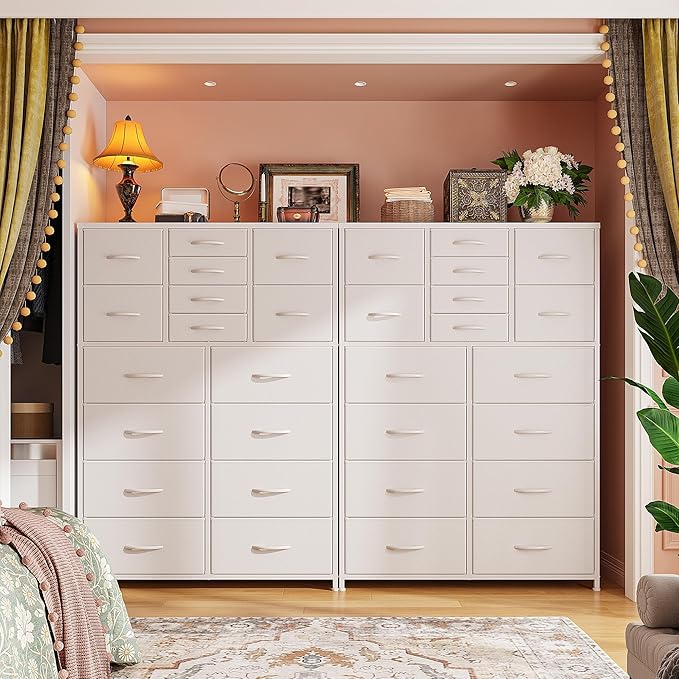 57“H Tall Dresser for Bedroom with 16 Drawers,Dressers & Chests of Drawers for Bedroom,Large White Dresser for Closet,Sturdy Metal Frame & Wood Top,Entryway, Hallway