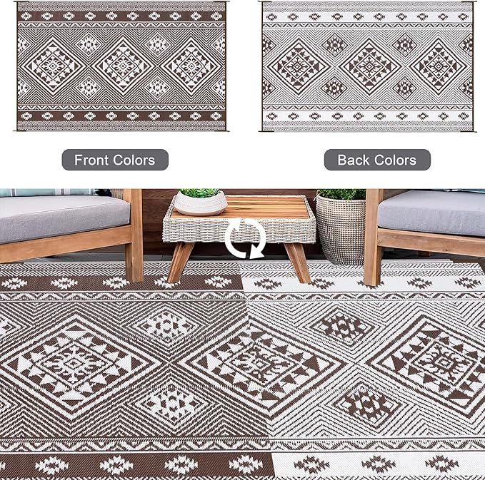 HiiARug Outdoor Rug for Patios Clearance 5'x7' Outdoor Plastic Straw Rug Waterproof Patio Camping Rug Reversible RV Mat Outdoor Area Rugs for Outdoors, RV, Patio, Backyard, Deck, Camping