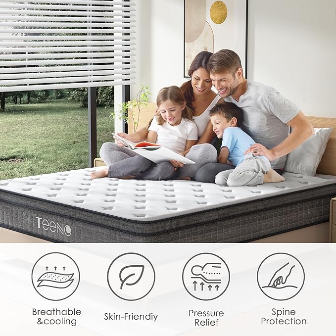 King Mattress, 10 Inch Gel Memory Foam Pocket Coils Springs Hybrid Mattresses, Medium Firm King Size Mattress in a Box, CertiPUR-US Certified, Cool & Support Comfort
