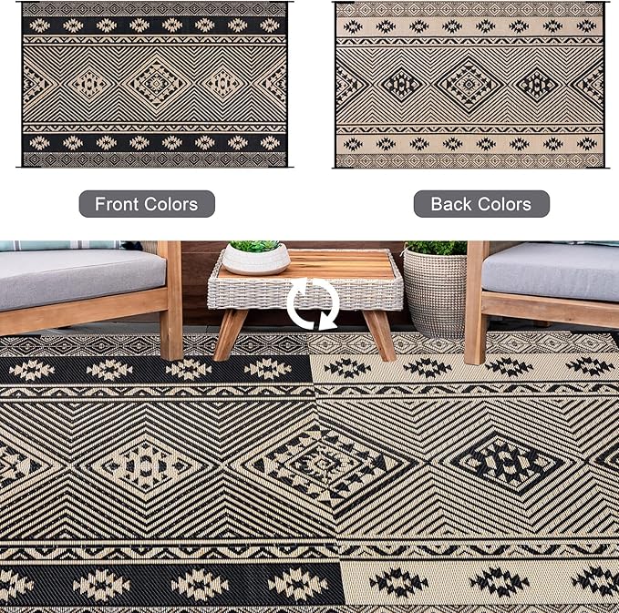 HiiARug Outdoor Rug for Patios Clearance 8'x10' Plastic Straw Rug Waterproof Reversible RV Mat Outdoor Area Rugs for RV, Backyard, Deck, Camping