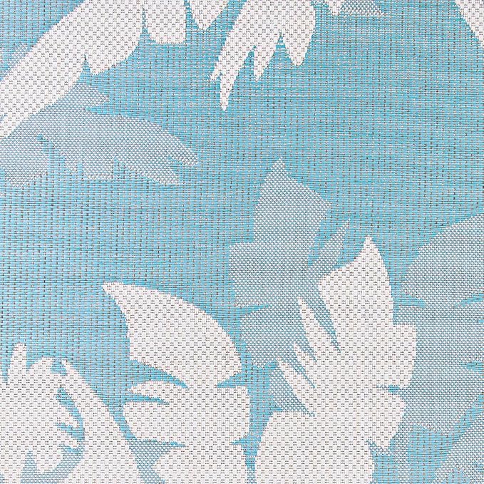 Couristan Monaco Indoor Outdoor Area Rug – Coastal Flora 8'6" x 13' in Ivory Turquoise – Flatwoven, Hose Washable, Pet Friendly Rug for Patio, Porch and Home Decor