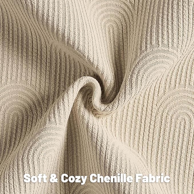 FUTEI Oatmeal Chenille Decorative Throw Pillow Covers 18x18 Inch Set of 2,Soft Cozy Striped Geometric Patterns Cushion Case,Modern Home Decor for Couch Bed Living Room