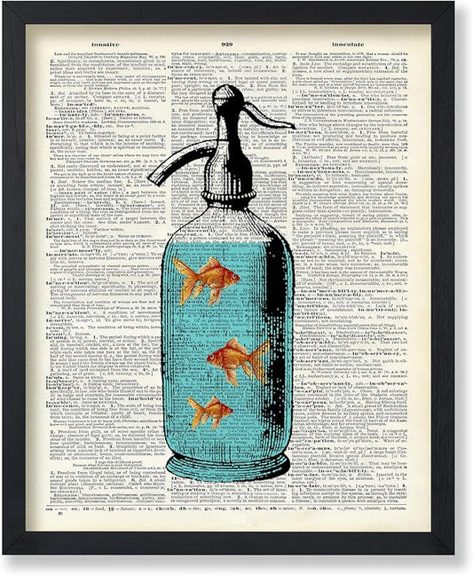 Poster Master Dictionary Art Poster - Goldfish Bowl Print - Fish Art - Aquarium Art - Gift for Men, Women & Animal Lover - Minimal Decor for Living Room, Bathroom or Office - 11x14 UNFRAMED Wall Art