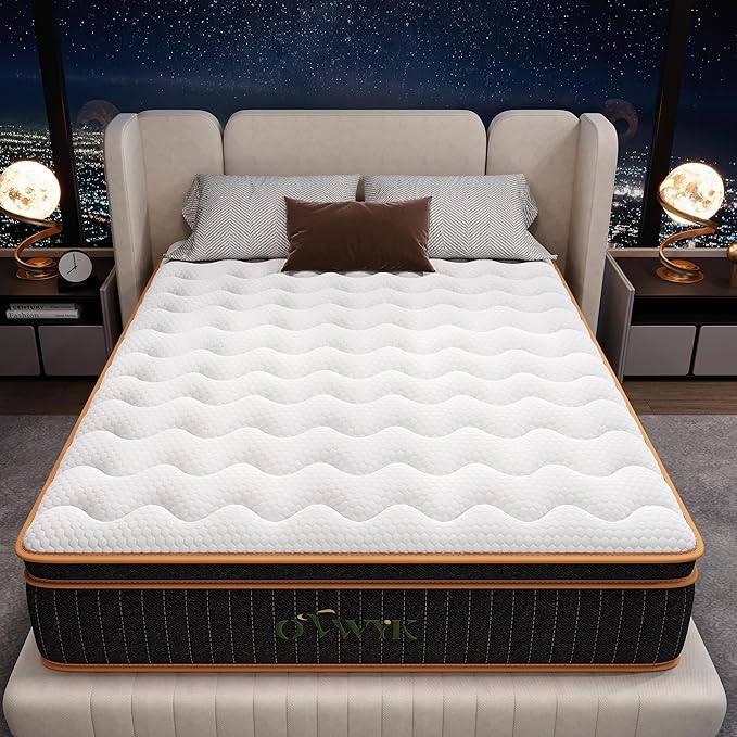 Twin Mattress 12 Inch, Hybrid Mattress Twin Size Bed in a Box, Memory Foam and Individual Pocket Springs, Edge Support, Motion Isolation & Pressure Relief, Medium Firm, 365-Night Trial