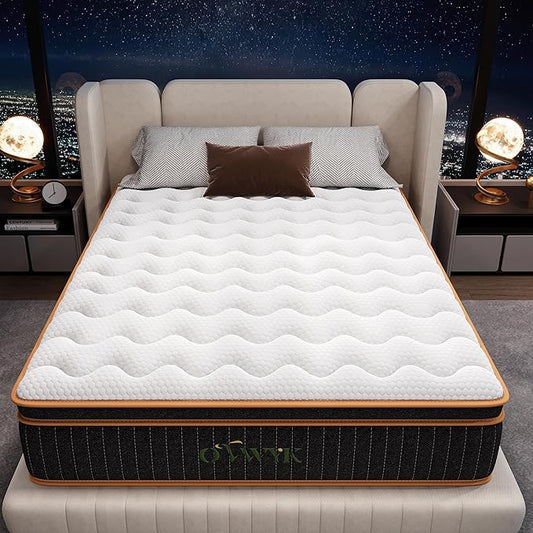 Twin Mattress 12 Inch, Hybrid Mattress Twin Size Bed in a Box, Memory Foam and Individual Pocket Springs, Edge Support, Motion Isolation & Pressure Relief, Medium Firm, 365-Night Trial