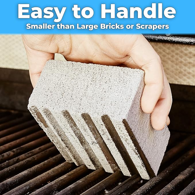 Heavy Duty, Non-Toxic Grey Grill Brick Cleaner 8 Pack. Reusable Chemical Free BBQ Pumice Cleaning Block for Flattops, Grills and Griddles. Non Scratch Grillstone is the Perfect Barbecue Scouring Tool
