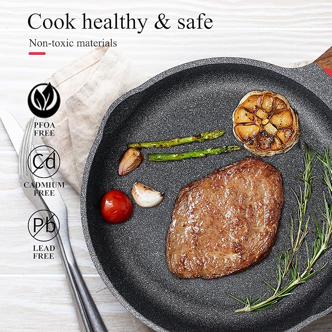 Vinchef Nonstick Frying Pan Anti Scratch,12.5 Inch Skillet Cast Aluminum Cookware, Induction Compatible