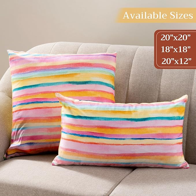 Maison d' Hermine Decorative Pillow Covers 18 x 18 Inch Square 100% Cotton Throw Pillow Covers with Invisible Zipper for Living Room Couch, Chair, Sofas, Bedroom, Home (Hesperides - Bayadere)