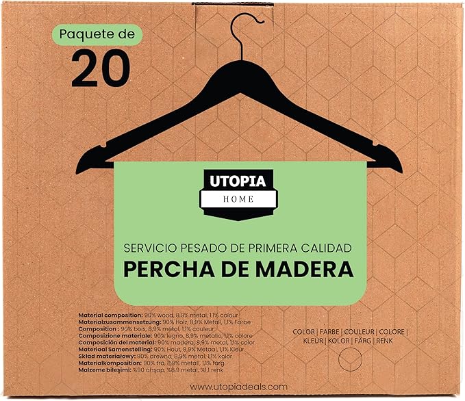 Utopia Home Premium Wooden Hangers 20 Pack - Durable & Slim Coat Hanger - Suit Hanger with 360-Degree Rotatable Hook - Wood Hangers with Shoulder Grooves (Cherry Color)