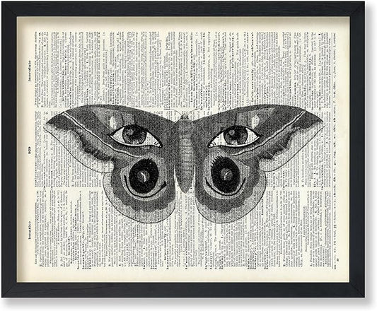 Poster Master Dictionary Art Poster - Butterfly Print - Eyes on Wings Art - Insect Art - Gift for Men, Women & Animal Lover - Gothic Decor for Living Room, Bedroom or Dorm, 18x24 Unframed Wall Art