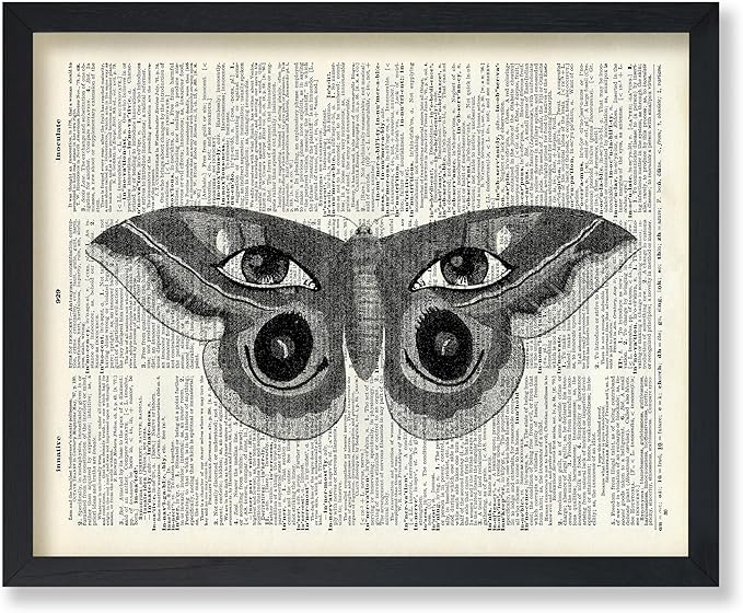Poster Master Dictionary Art Poster - Butterfly Print - Eyes on Wings Art - Insect Art - Gift for Men, Women & Animal Lover - Gothic Decor for Living Room, Bedroom or Dorm - 11x14 UNFRAMED Wall Art