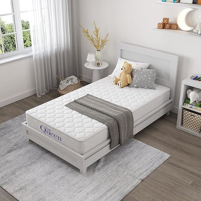 NapQueen Twin-XL Mattress, 6 Inch Elsa Innerspring Medium Feel, CertiPUR-US Certified, Twin-XL Bed Mattress in a Box, Fiberglass Free, White