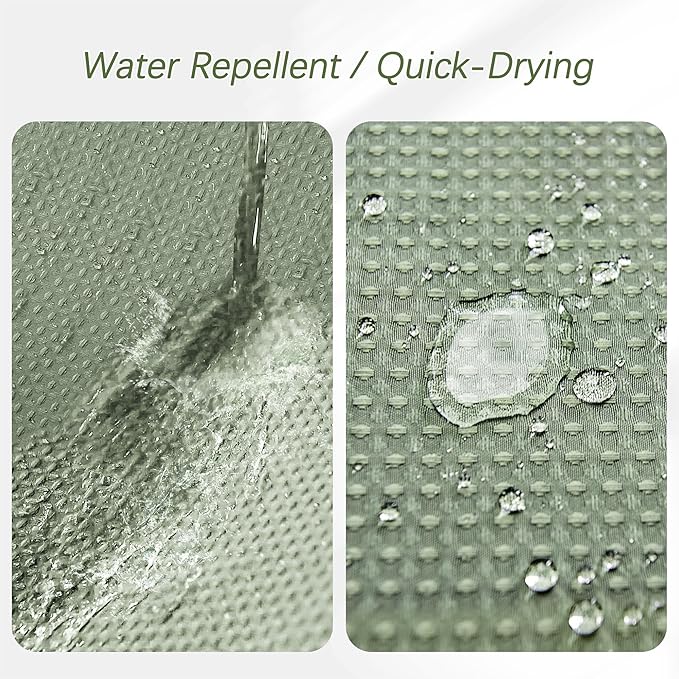 Waterproof Fabric Shower Curtain Extra Long Waffle Weave Heavy Duty Bathroom Shower Curtain Set, 256GSM Weighted Thick Shower Curtain with 12 Rust-Resistant Hooks,72Wx84H Sage Green