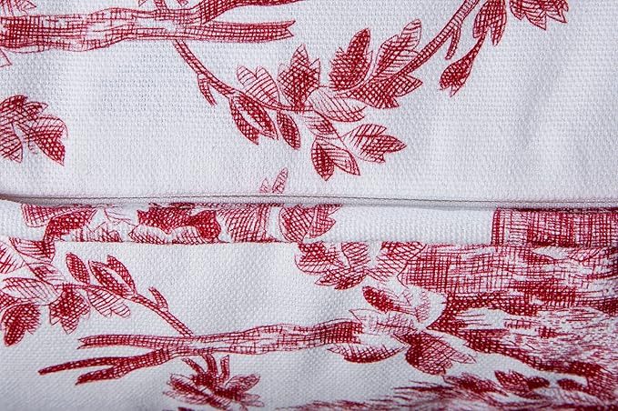 Maison d' Hermine Decorative Pillow Covers 18 x 18 Inch Square 100% Cotton Throw Pillow Covers with Invisible Zipper for Living Room Couch, Chair, Sofas, Bedroom, Home (The Miller - Red (White))