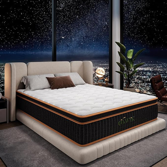 Queen Mattress 10 Inch, Hybrid Mattress Queen Size Bed in a Box, Memory Foam and Individual Pocket Springs, Edge Support, Motion Isolation & Pressure Relief, Medium Firm, 365-Night Trial