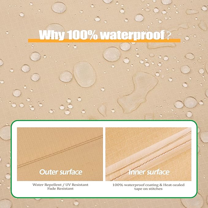 F&J Outdoors Patio Furniture Covers, Waterproof Anti-UV for Table and Chairs Set, 108"Wx82"Dx27.5"H