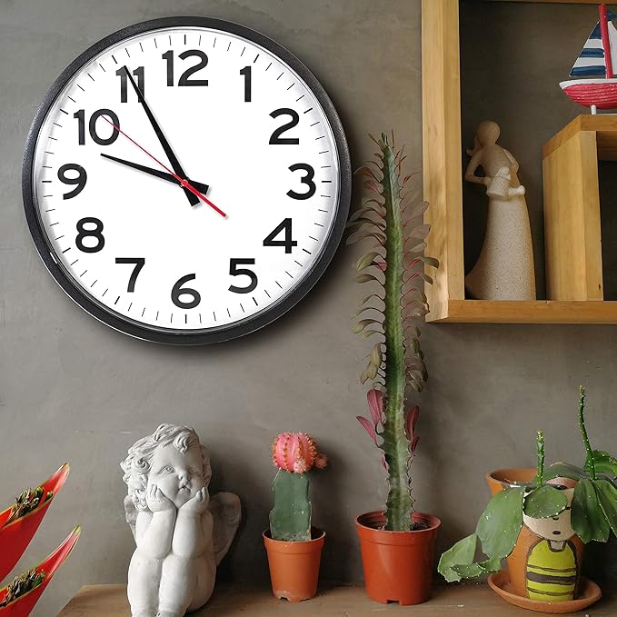 | 14 Inch | Modern | Atomic | Analog | Home | Office | School | Gym | Indoor | Outdoor | Sets Automatically | Unbranded | Classic | Black | Battery Operated | Modern Décor
