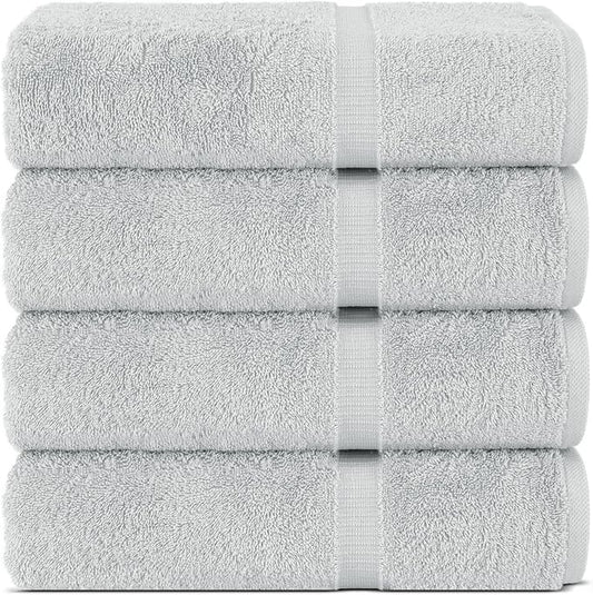 Chakir Turkish Linens Premium Cotton Absorbent Turkish Towels (Bath Towel - Set of 4, Silver Gray)