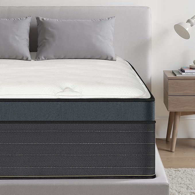 Twin Mattress, 12 Inch Twin Size Mattress in a Box, Hybrid Gel Memory Foam Individual Pocket Springs Matress, Breathable and Fiberglass, Medium Firm Feel, Strong Edge Support, Compact Box Delivery