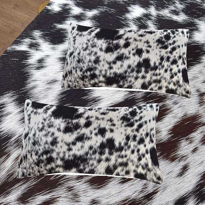 Tailor Shop Cow Print Bedding Sets King Size,Black and White Comforter Set for Kids,Cartoon Milk Bed Boys Teens Girls with 1 2 Pillowcase, Yh-cow 16