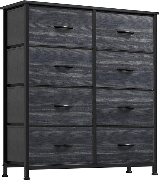DWVO Dresser with 8 Drawers - Fabric Storage Tower, Organizer Unit for Bedroom, Hallway, Closets - Sturdy Steel Frame, Wooden Top & Easy Pull Fabric Bins