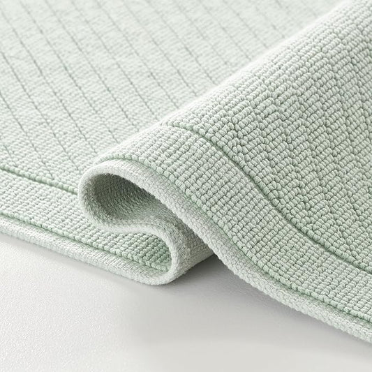 Arkwright 100% Cotton Bathroom Rug - High Absorbent Stylish Textured Woven Design Bath Mat, Slip Resistant Backing for Shower and Bathtub Floor, 20x60 in - Green