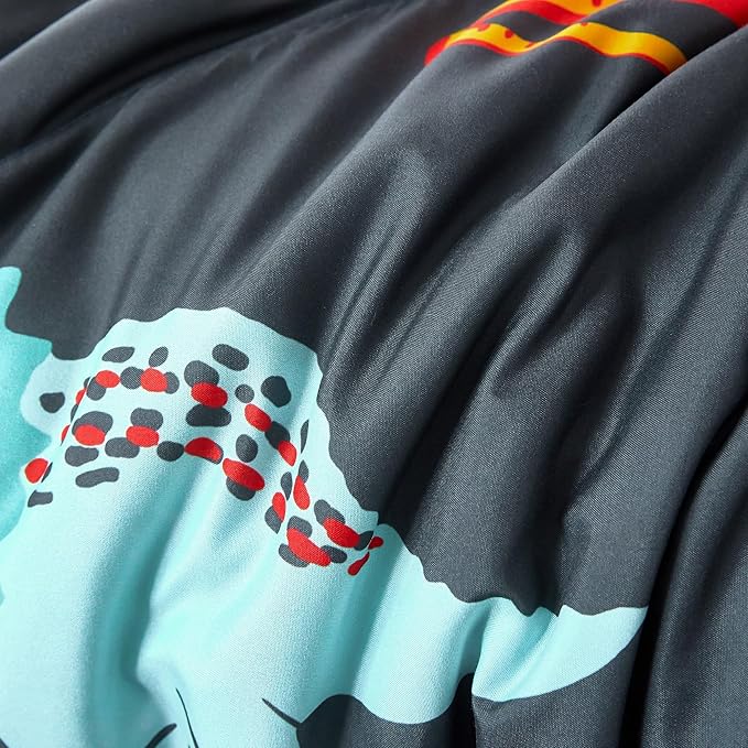 RYNGHIPY Dinosaur Bedding Set - Full Size Kids Comforter Set for Boys & Girls - Soft, Breathable, Cute Dinosaur Bed Set for All Season (Black, Full)