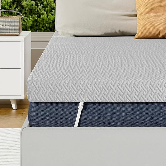 Memory Foam Mattress Topper King Size, 3 Inch Gel Infused Cooling Mattress Pad with Breathable Bamboo Cover, Pressure Relief & Machine Washable Bed Topper 76"x80" Gray