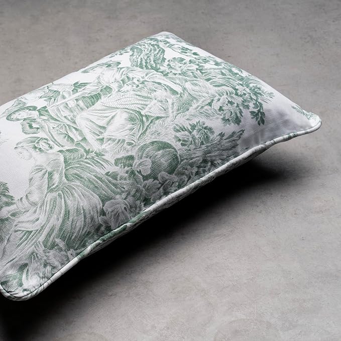 Maison d' Hermine Decorative Pillow Covers 12x20 Inch Rectangle 100% Cotton Throw Pillow Covers with Invisible Zipper for Couch, Chair, Sofas, Bedroom, Home (The Miller - Antique Green (White))