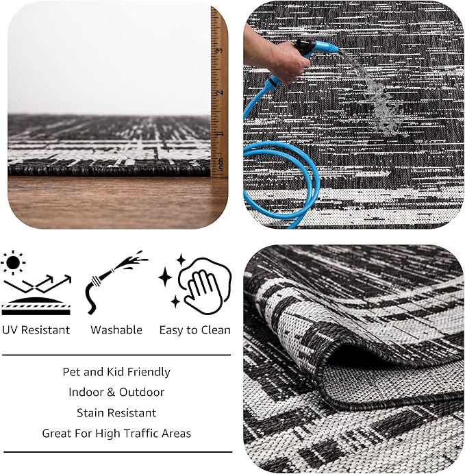 Keen Home Design Outdoor Runner Rug - 2x8 Washable Indoor/Outdoor Rug for Patio, Balcony, Kitchen, Garden, Beach, Deck and Porch. Size: 2'2" x 7'7"