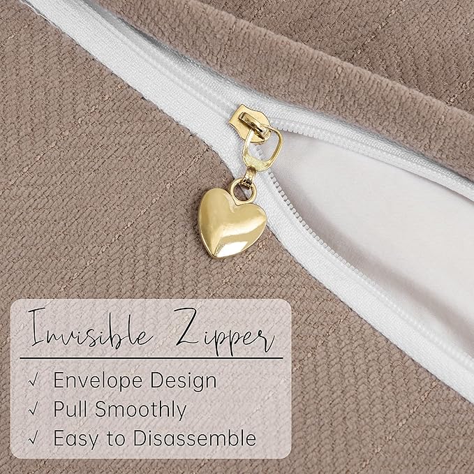 ZWJD Khaki Pillow Covers 20x20 Set of 2 Chenille Throw Pillow Covers with Elegant Design Soft and Luxurious Decorative Throw Pillows for Couch, Bed, and Home Decor