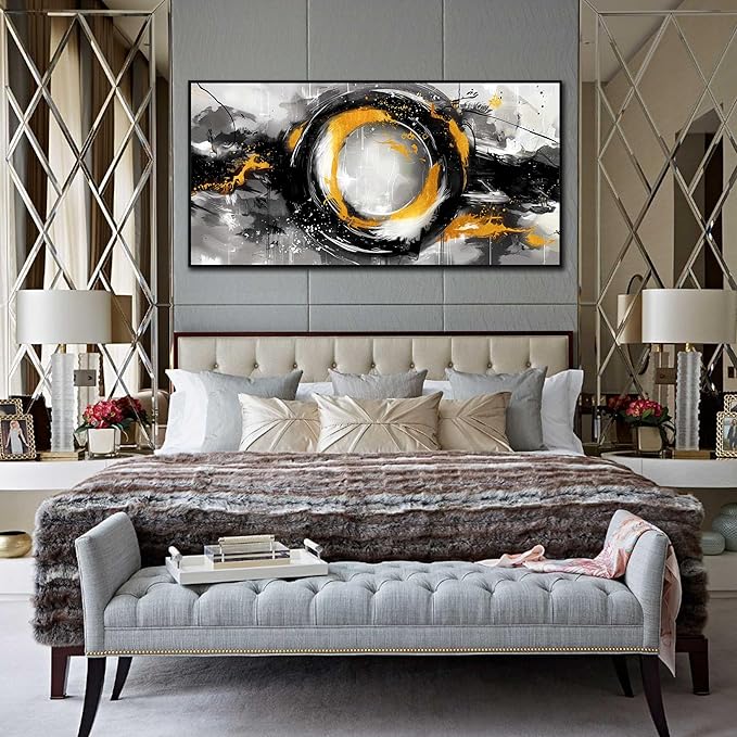 SIXTTART Modern Art Wall Decor for Living Room - Abstract Wall Art Bedroom - Large Wall Paintings With Black Frames Size 29" x 59"