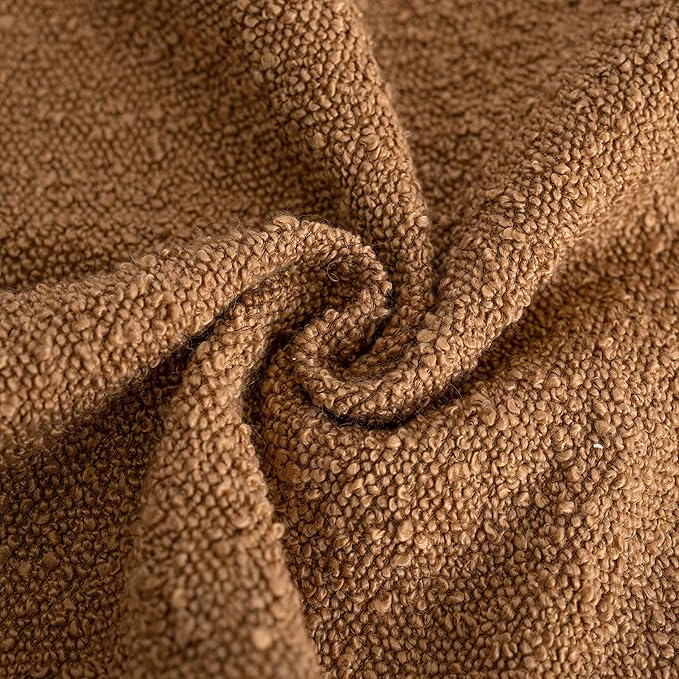 Foindtower Accent Solid Pillow Cases Textured Boucle Throw Pillow Covers Cozy Modern Decorative Couch Cushion Case for Chair Sofa Bed Living Room Home Decor, Pack of 2, 18 x 18 Inch,Tobacco