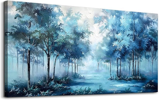 Wapluam Foggy Forest Landscape Wall Pictures Large Wall Art For Living Room Canvas Wall Decor For Bedroom Office Decorations Trees Wall Paintings Canvas Prints Art Home Decor Mural Ready To Hang