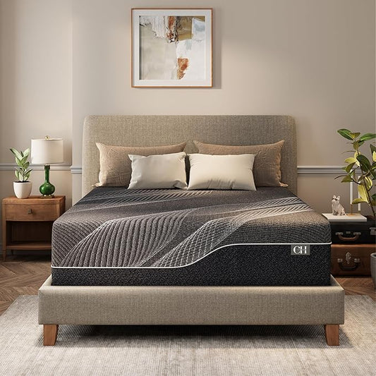 CH CHARME HOUSE 14 Inch Twin Mattress, Bamboo-Charcoal Memory Foam Mattress, Cooling & Pressure Relief, Bed in a Box, Foam Made in USA & CertiPUR-US Certified, 38"x75"x14", Black