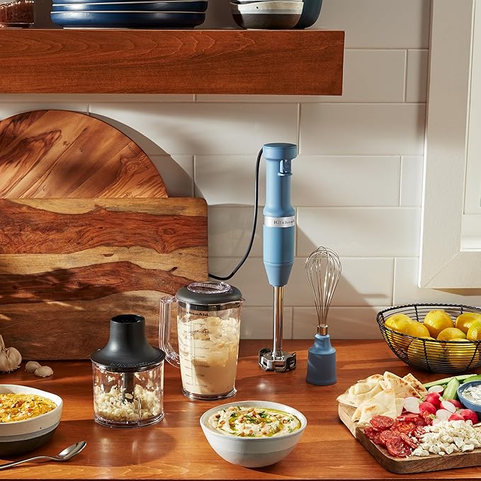 KitchenAid Variable Speed Corded Hand Blender with Accessories, Blue Velvet, KHBV83VB