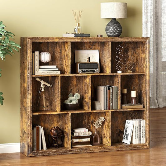 Book Shelf with 10-Cube, 43” Wide Bookshelf with Anti-Tip Device, 38” Tall Open Bookcase, Modern Display Organizer Book Case for Home Office, Entryway, Living Room, Bedroom, Study Room