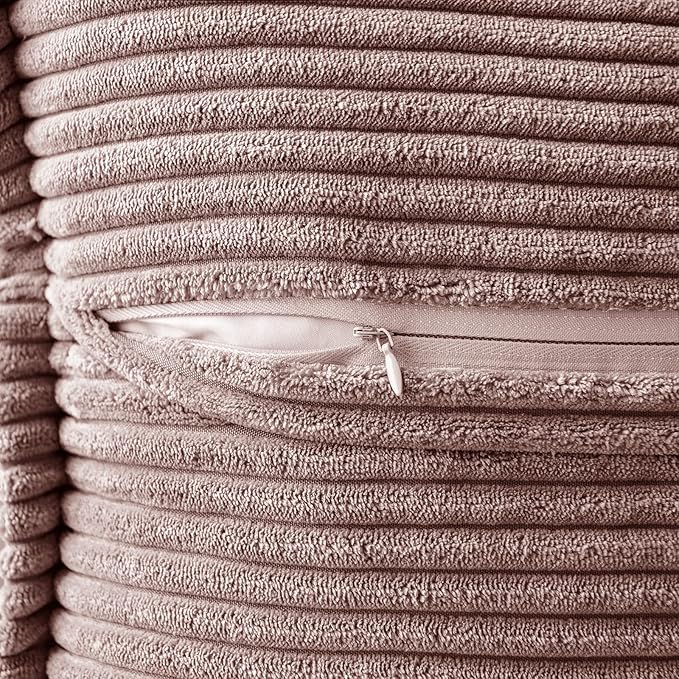 MIULEE Decorative Throw Pillow Covers for Couch Bed Livingroom 18x18 Inch Set of 2 Blush Pink Boho Accent Throw Pllows Broadside Striped Patchwork Soft Corduroy Pillowcases