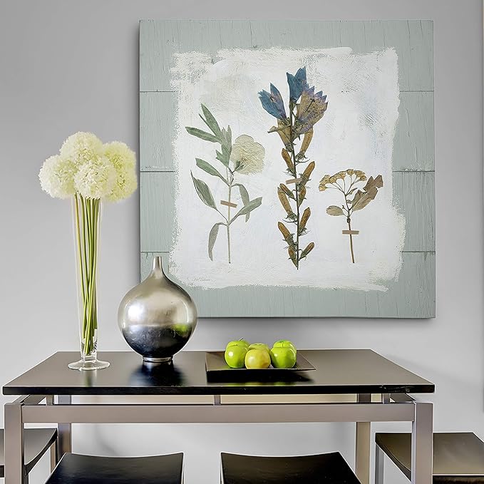 Wexford Home Pressed Flowers on Shiplap Gallery Wrapped Canvas Wall Art, 32x32, 18762-32x32