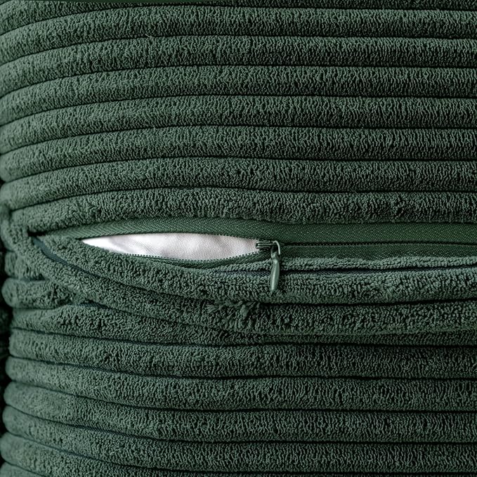 MIULEE Christmas Decorative Throw Pillow Covers for Couch Bed Livingroom 12x12 Inch Set of 2 Dark Green Boho Accent Throw Pllows Broadside Striped Patchwork Soft Corduroy Pillowcases