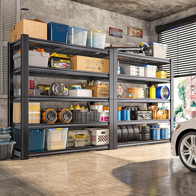 REIBII 3010LBS Storage Shelves 72" H Garage Shelving Heavy Duty Metal Shelving 5 Tier Adjustable Metal Shelves for Storage for Pantry Kitchen Basement 72" H x 35.5" W x 16" D, 3 Pack
