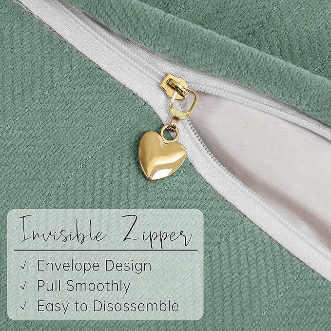 ZWJD Dusty Green Pillow Covers 24x24 Set of 2 Chenille Throw Pillow Covers with Elegant Design Soft and Luxurious Decorative Throw Pillows for Couch, Bed, and Home Decor