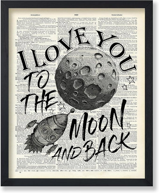 Poster Master Dictionary Art Poster - I Love You To The Moon and Back Print - Motivational Art - Gift for Him, Her & Lovers - Romantic Decor for Dorm, Bedroom or Living Room - 11x14 UNFRAMED Wall Art