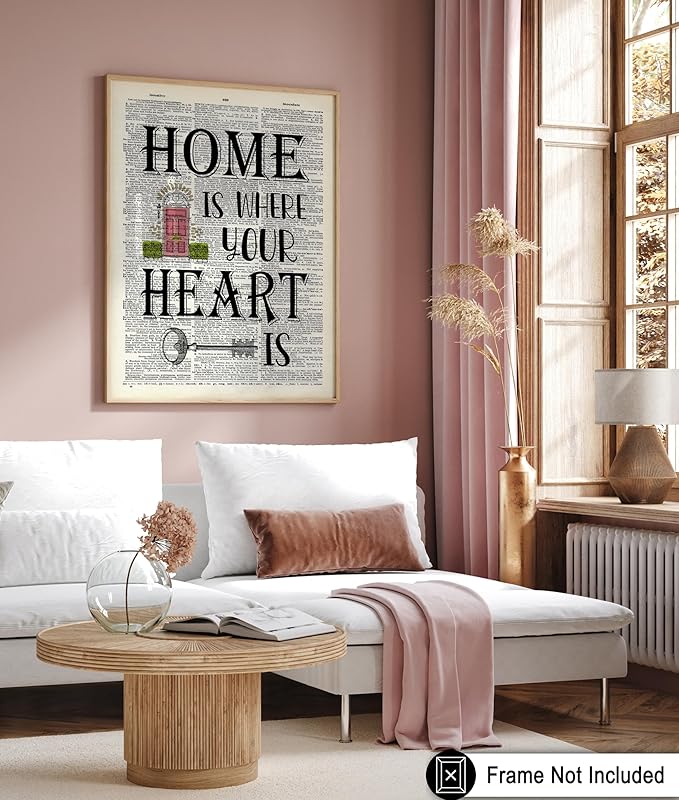 Poster Master Dictionary Art Poster - Home Is Where Your Heart Is Print - Motivational Art - Gift for Men & Women - Inspiring Wall Decor for Dorm, Bedroom or Living Room - 11x14 UNFRAMED Wall Art
