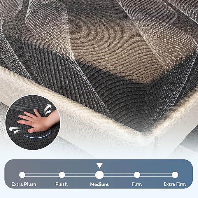 CH CHARME HOUSE 6 Inch Full Mattress, Bamboo-Charcoal Memory Foam Mattress, Cooling & Pressure Relief, Bed in a Box, Foam Made in USA & CertiPUR-US Certified, 54'x75'x6', Black