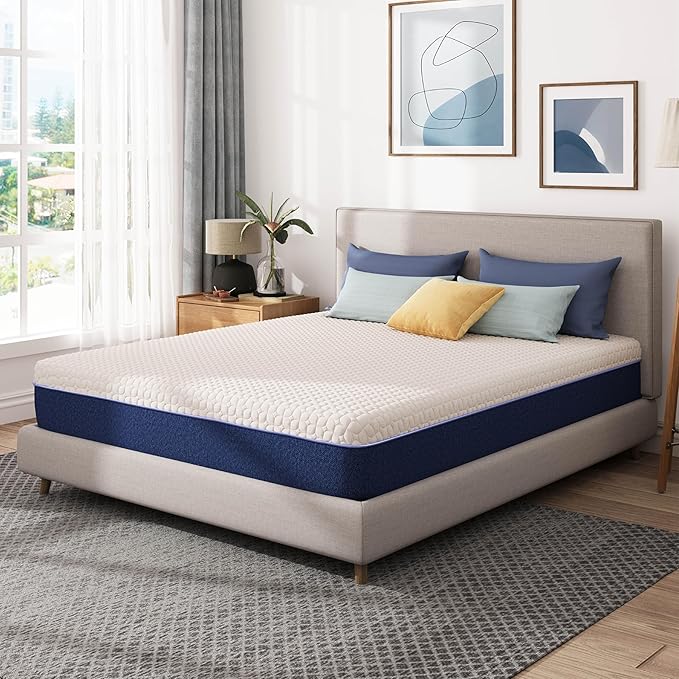 10 Inch Queen Gel Cooling Memory Foam Mattress, Pressure Relief, Medium Firm Support，Mattress in a Box, CertiPUR-US Certified