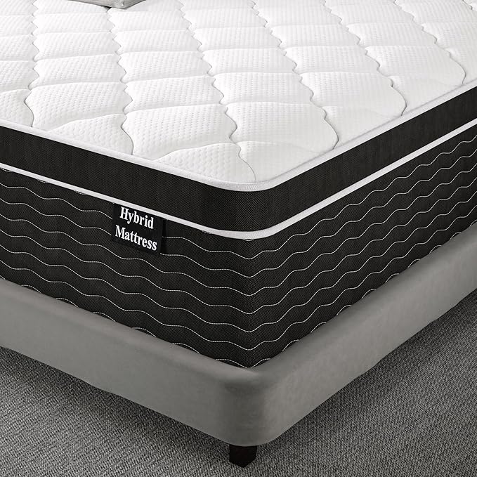 10 Inch Queen Mattress in a Box, Cooling & Breathable Medium Firm Mattress with Gel Memory Foam and Pocket Springs for Queen Size Bed, 100 Night Sleep Trial, CertiPUR-US Certified