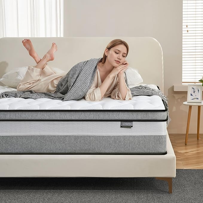 King Mattress, 12 Inch King Size mattresses | Medium Firm - Cooling Gel Memory Foam & Zoned Pocket Coils for Pressure Relief, Spinal Alignment & Extra Lumbar Support | Motion Isolation |