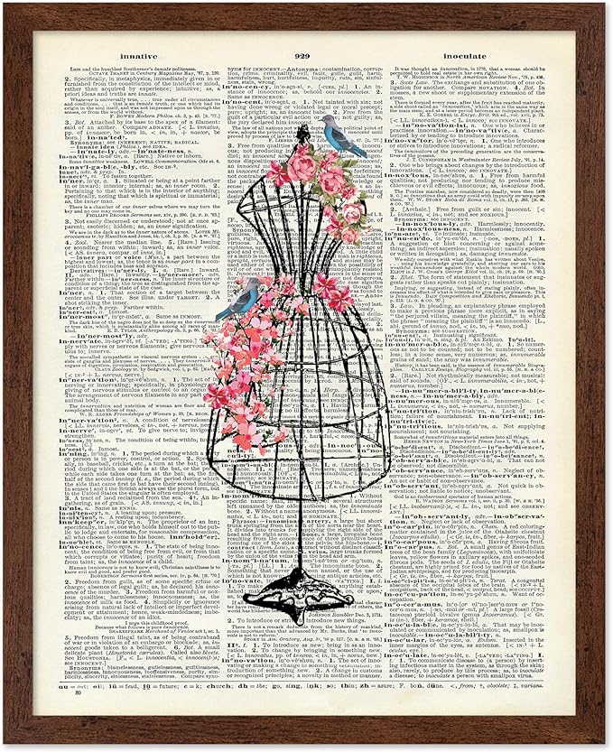 Poster Master Dictionary Art Poster - Mannequin Print - Sewing Art - Flower Art - Fashion Art - Gift for Men, Women & Dressmaker - Chic Decor for Living Room, Dorm or Office, 16x20 Brown Framed