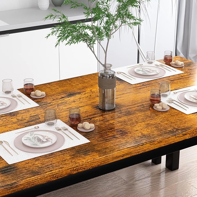 AWQM Dining Room Table Set, Kitchen Set with 2 Benches, Ideal for Home, and Room, Breakfast of 43.3x23.6x28.5 inches, Benches 38.5x11.8x17.5 Industrial Brown (A006-11F2-L)